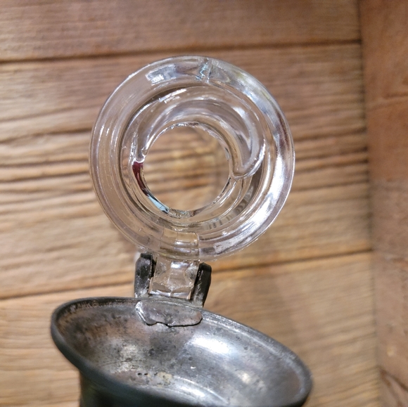 Vintage GLASS Lidded Lid Syrup Pitcher Ribbed Columns - Picture 9 of 10